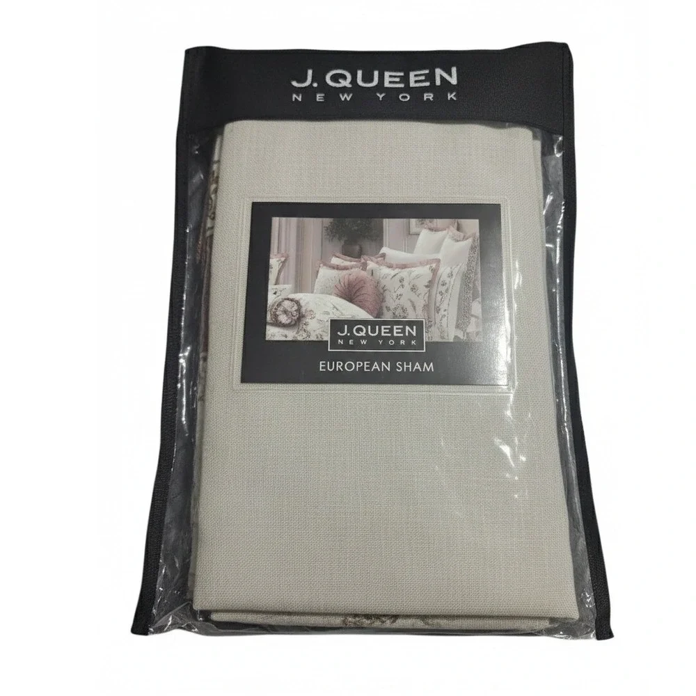 J. Queen New York Santa Rosa European Sham‎ Cream Dusty Rose Floral Embroidered
